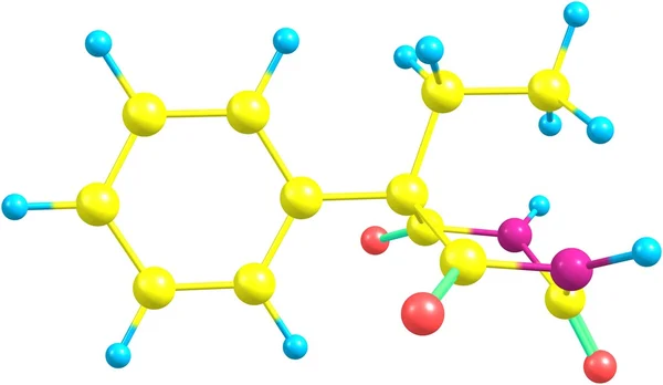 Estrutura molecular fenobarbital isolada em branco — Fotografia de Stock