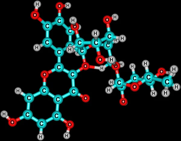 Η μοριακή δομή του rutin απομονώθηκε σε μαύρο — Φωτογραφία Αρχείου