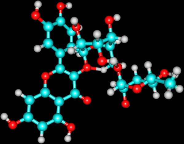 검은 색에 분리 된 루틴 분자 구조 — 스톡 사진