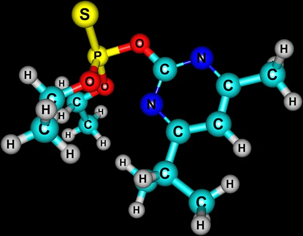 二嗪农分子结构上黑色孤立 — 图库照片