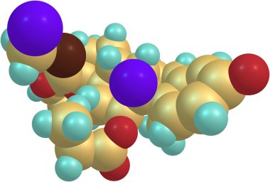 Flutikazon propiyonat moleküler yapısı üzerinde beyaz izole