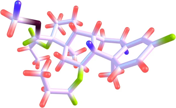 丙酸氟替卡松分子结构上白色孤立 — 图库照片