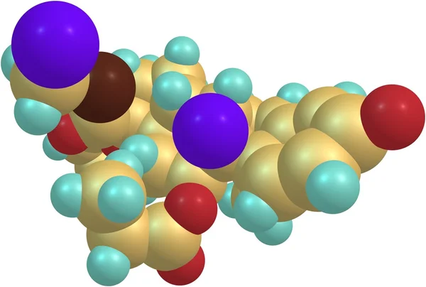 白で隔離フルチカゾン プロピオン酸の分子構造 — ストック写真