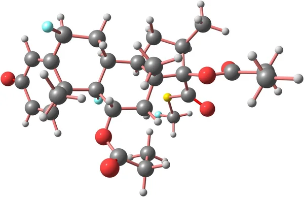 Structure moléculaire du propionate de fluticasone isolée sur blanc — Photo