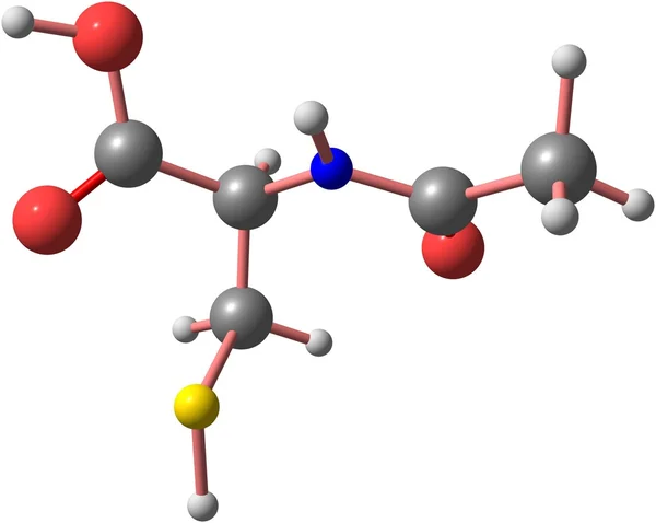 Acetylcystein molekylstruktur isolerad på vit — Stockfoto