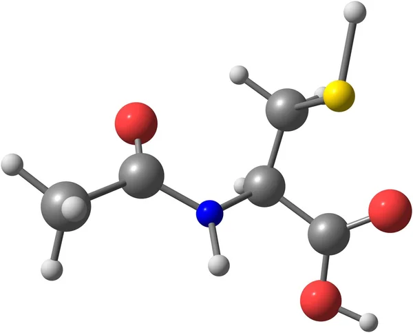 Acetylcystein molekylstruktur isolerad på vit — Stockfoto