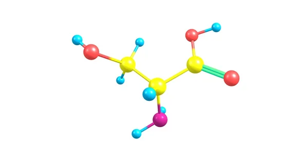 丝氨酸分子结构上白色孤立 — 图库照片