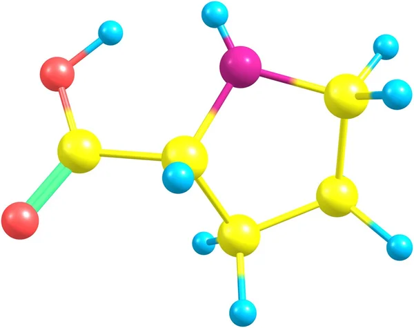 Estructura molecular de prolina aislada en blanco — Foto de Stock