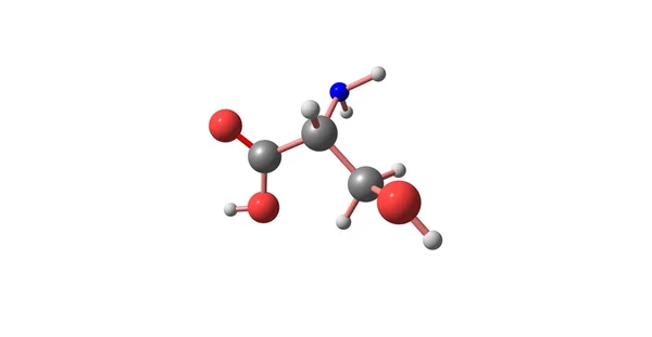 Estrutura molecular de serina isolada sobre branco — Fotografia de Stock