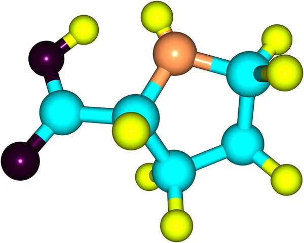 Estructura molecular de prolina aislada en blanco — Foto de Stock