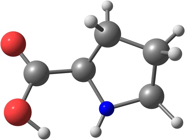 Moleculaire structuur Proline geïsoleerd op wit — Stockfoto