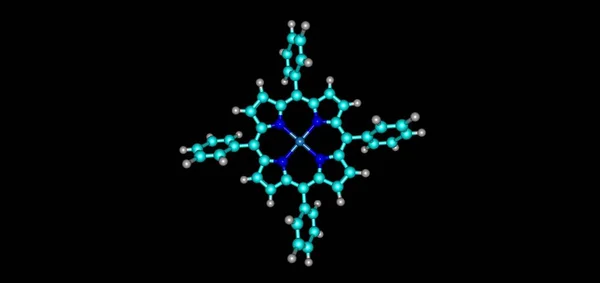 Zinc Tetrafenilporfirina Zntpp Estructura Molecular Aislada Negro Ilustración — Foto de Stock
