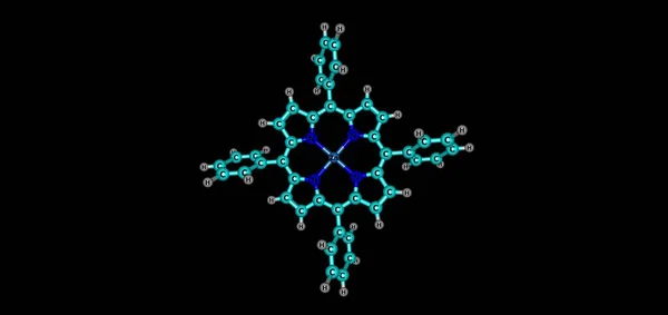 Zinc Tetraphenylporphyrin Zntpp分子構造は黒で単離された 3Dイラスト — ストック写真