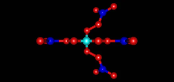 Estructura Molecular Orgánica Tipo Flecha Aislada Sobre Fondo Negro Ilustración —  Fotos de Stock