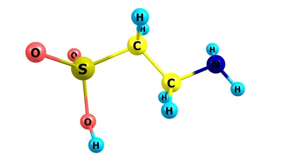 牛磺酸或2 氨基乙烷磺酸是一种广泛分布在动物组织中的有机化合物 3D说明 — 图库照片