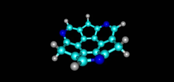 N置換スマンネンは多環芳香族炭化水素であり 分子はバクミンスタフラーレンの断片と考えることができるので 科学的関心のあるものである 3Dイラスト — ストック写真