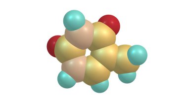 Thymine, urasil bir pirimidin nükleobazıdır ve 5 konumundaki hidrojenin yerini metil bir grup alır. 3d illüstrasyon