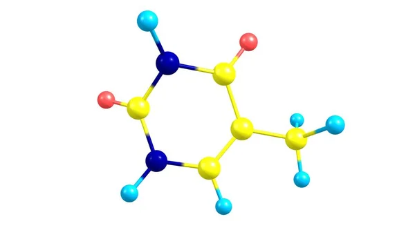 从白色中分离出来的Thymine分子结构 — 图库照片