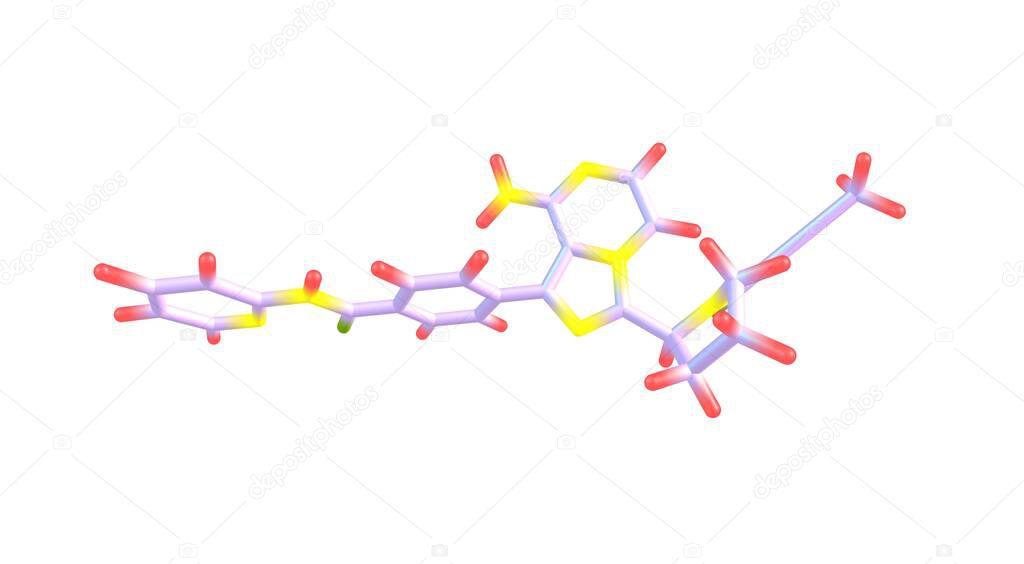 Acalabrutinib is an oral inhibitor of Bruton tyrosine kinase that is used in the therapy of B cell malignancies including refractory mantle cell lymphoma. 3d illustration