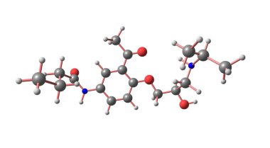 Acebutolol hipertansiyon ve aritmi tedavisi için bir beta blokördür. 3d illüstrasyon