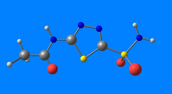 Estrutura Molecular Acetazolamida Isolada Azul — Fotografia de Stock