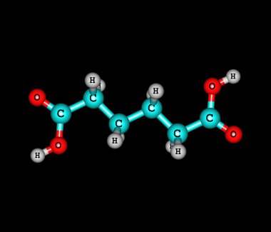 Adipic acid molecule isolated on black clipart