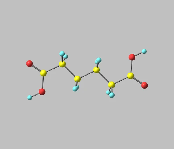 Molecola di acido adipico isolata su grigio — Foto Stock