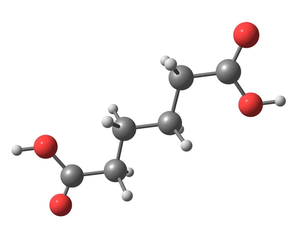 Molécule d'acide adipique isolée sur blanc — Photo