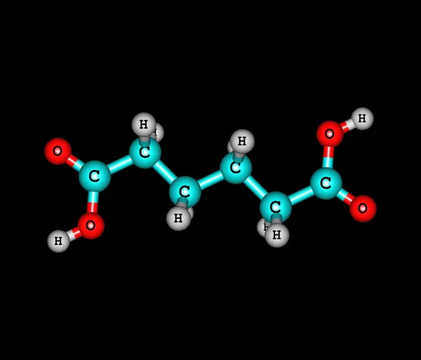 Adipic acid molecule isolated on black — Stock Photo, Image