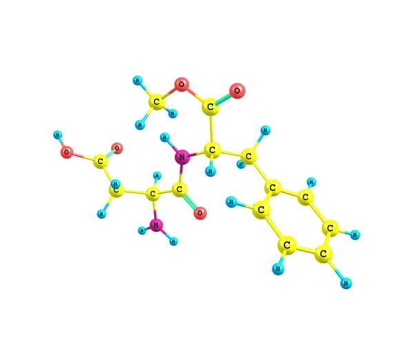 Molecola di aspartame isolata su bianco — Foto Stock