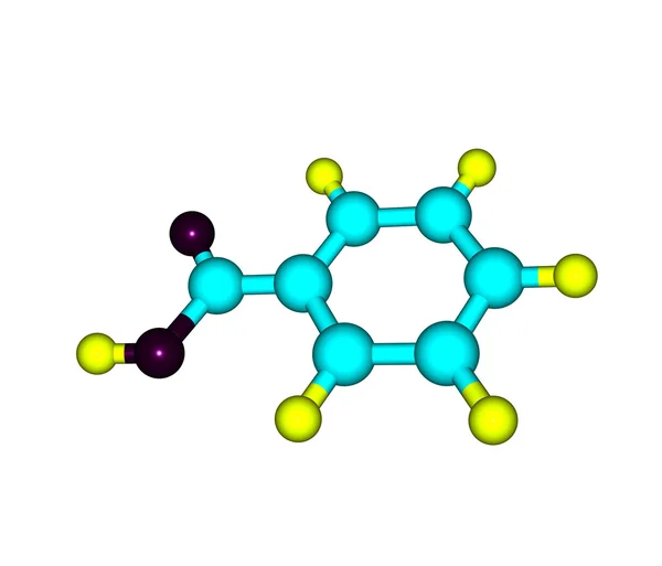 白で隔離される安息香酸分子 — ストック写真