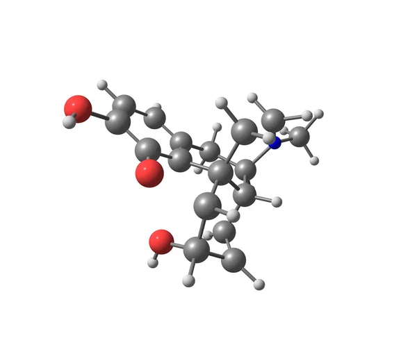 Morfin molekülü üzerinde beyaz izole — Stok fotoğraf