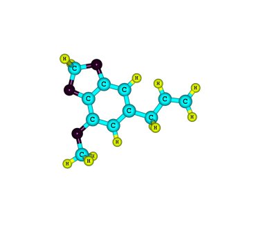myristicin molekül üzerinde beyaz izole