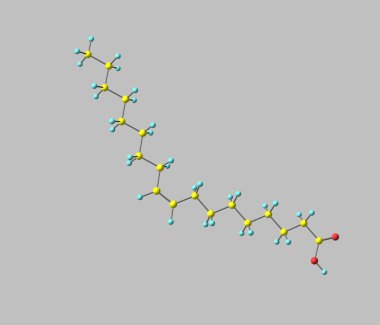 Oleic acid molecule isolated on grey clipart