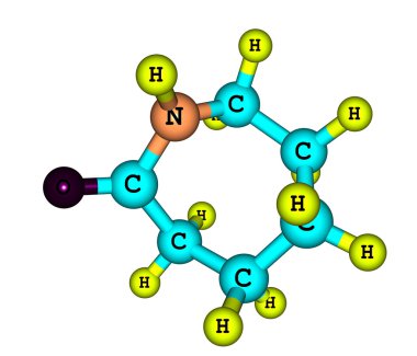 caprolactam molekül üzerinde beyaz izole