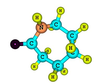 Caprolactam molecule isolated on white clipart