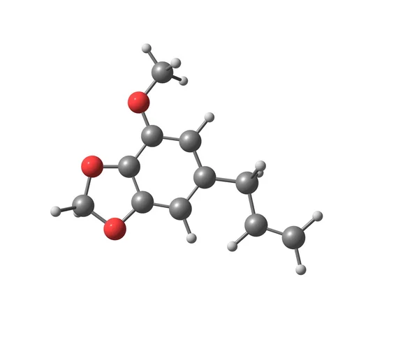 Myristicin-Molekül auf Weiß isoliert — Stockfoto