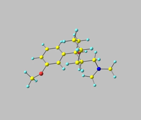 Molécula de tramadol isolado em cinza — Fotografia de Stock