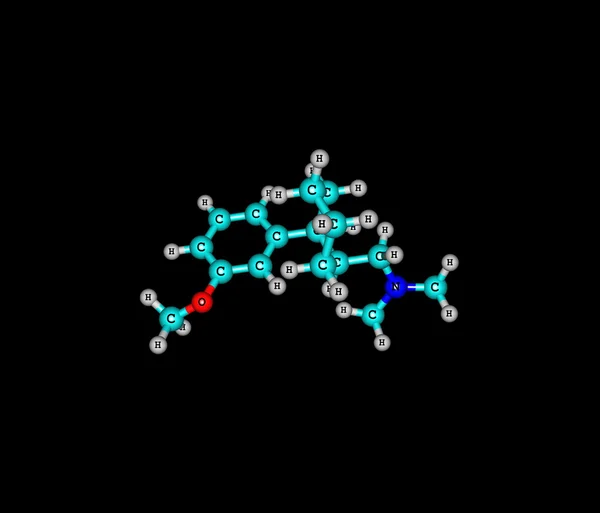Tramadol molekyl isolerat på svart — Stockfoto