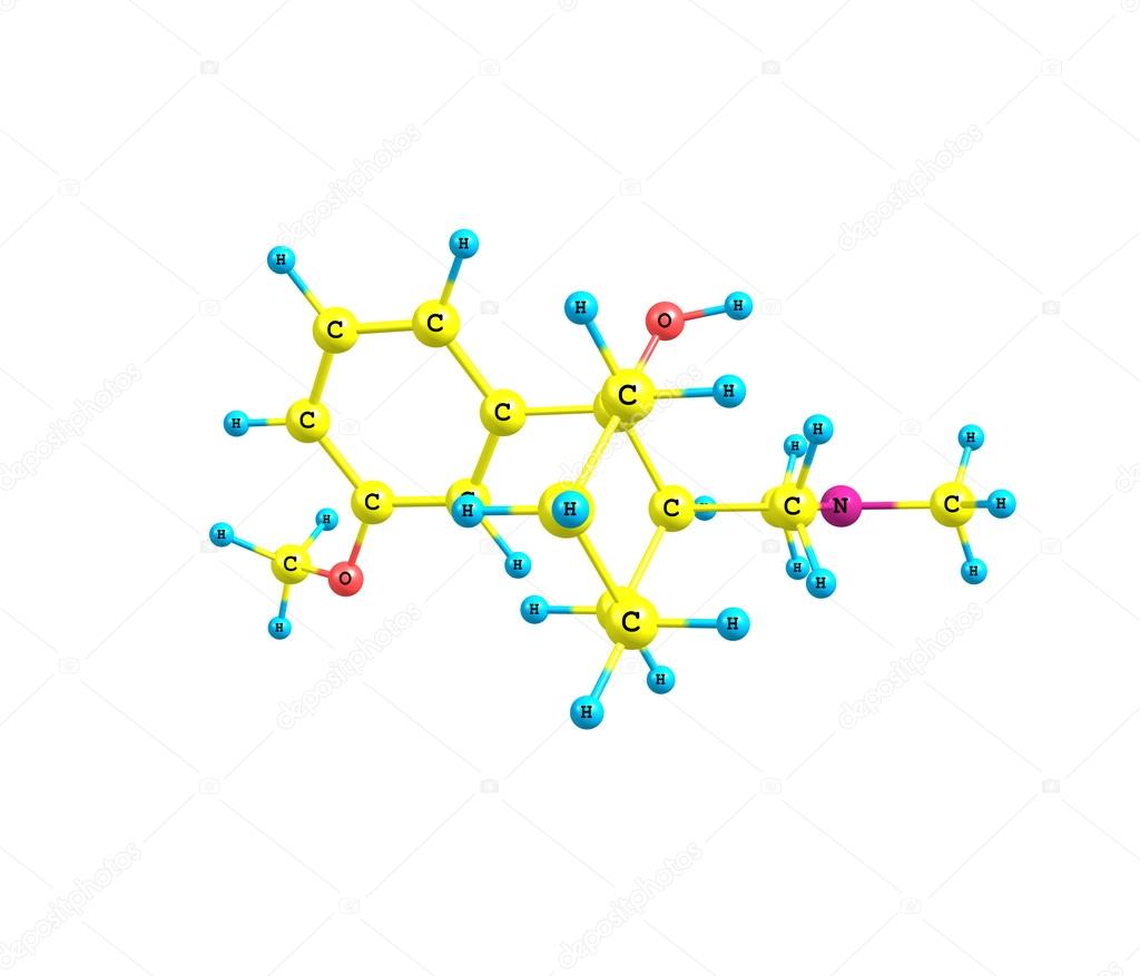 Tramadol molecule isolated on white