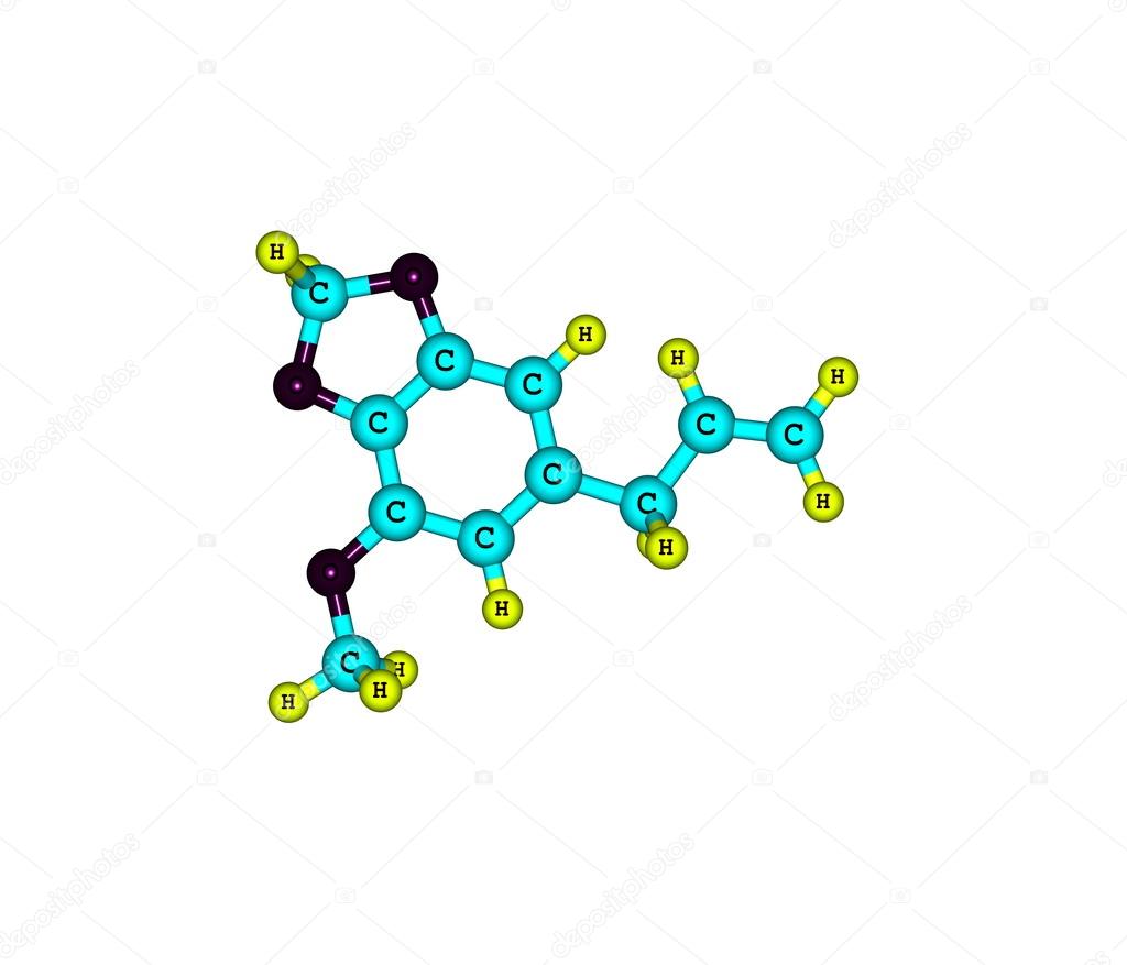 Myristicin molecule isolated on white