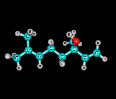 siyah üzerine izole linalool molekül