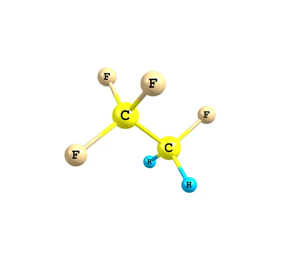 Молекула тетрафторэтана изолирована на белом — стоковое фото