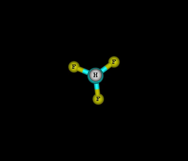 Molécula de fluoroformo aislada en negro — Foto de Stock