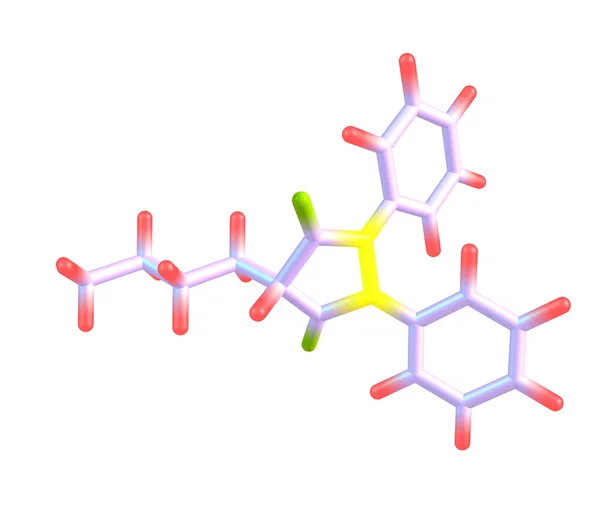 Phenylbutazone molekül üzerinde beyaz izole — Stok fotoğraf