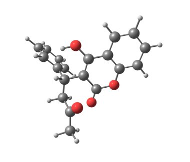 Varfarin molekül üzerinde beyaz izole