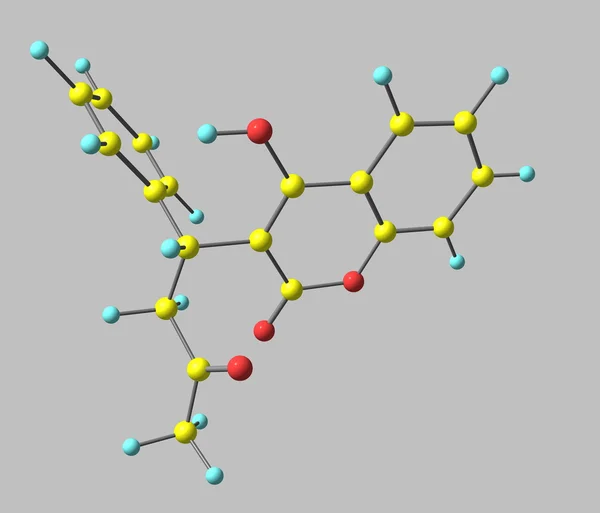 Warfarin-Molekül isoliert auf grau — Stockfoto