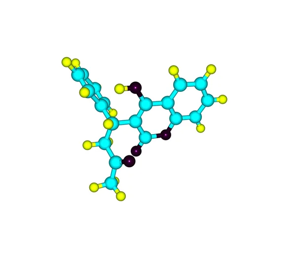 Warfarin 분자 흰색 절연 — 스톡 사진