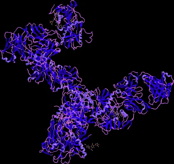 Molécula de glicoproteína ebola isolada em preto — Fotografia de Stock