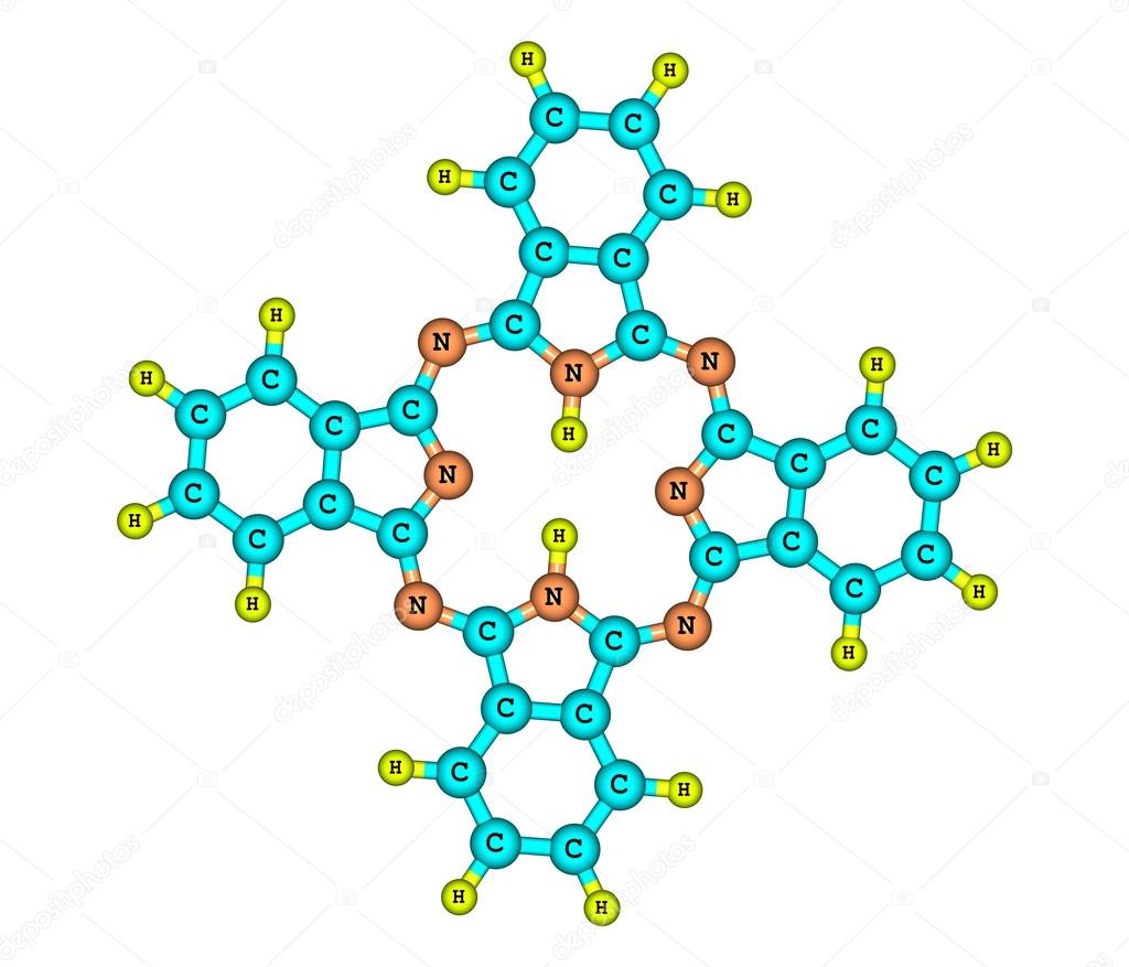 Phthalocyanine glycoprotein molecule isolated on white